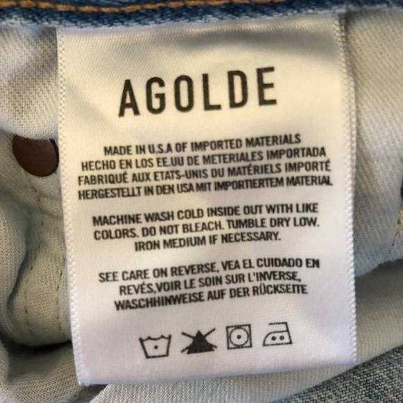 Agolde Riley High Rise Crop Jeans Light Blue Distressed Denim Size 25 - Picture 14 of 16